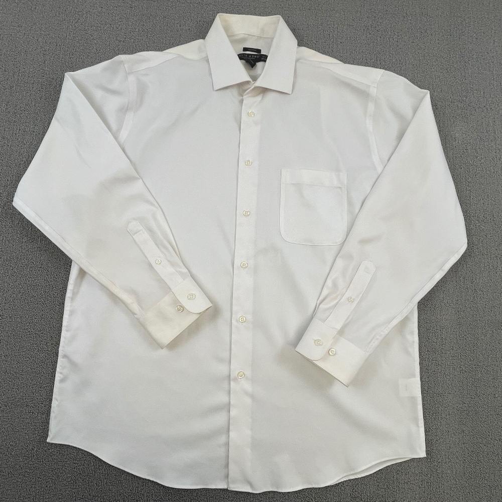 Dress Shirt Adult 17.5 Cream Button Up Pronto Uomo Luxury Business Casual Men